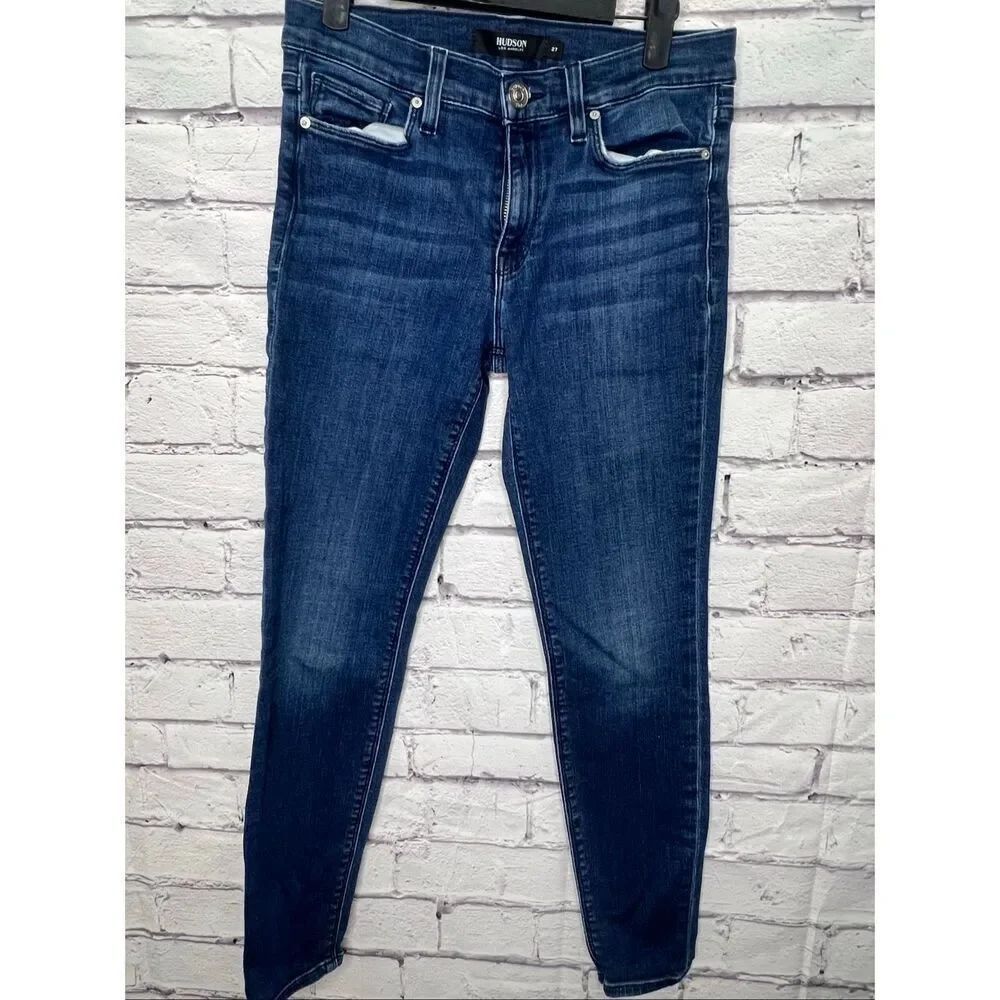 Hudson Womens Blue Nico Mid-Rise Super Skinny Ankle Jeans Abby Wash Size 27